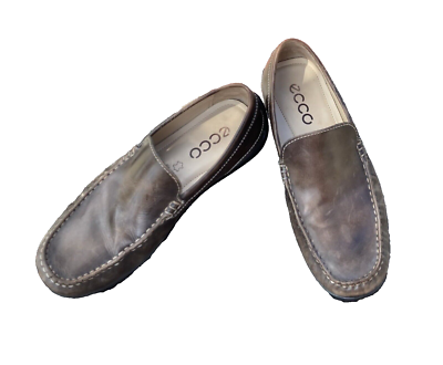 Ecco Driving Shoes Mens 6 Brown Leather Slip On Rubber Sole  display picture 3