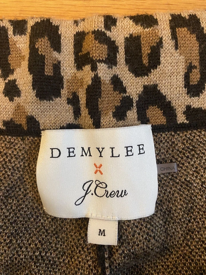 J. Calça suéter cropped Crew x Demylee lã leopardo perna larga tamanho M em excelente estado usado - Imagem 2 de 4