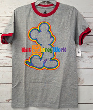 Disney Parks Walt Disney World Rainbow Pride Mickey Mouse Ringer T-Shirt Size S