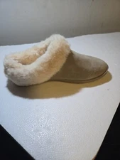 MyPillow My Slippers Women 6 Slip On Leather Faux Fur Black Cozy Lounge Pajamas