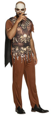 Voodoo Mann Herren Kostüm schwarz Magie Hexendoktor Erwachsene Halloween Kostüm