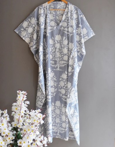 Grey Cotton Core Style Floral Printed Long Sleepwear/Nightwear/Maxi Women Nighty At ₹ 330/piece | Ladies Cotton Nighty In Jaipur | ID: 2853944058433 - Foto 3