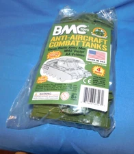 BMC Classic Payton Anti-Aircraft Tanks - 4pc OD Green Plastic Army Men Vehicles