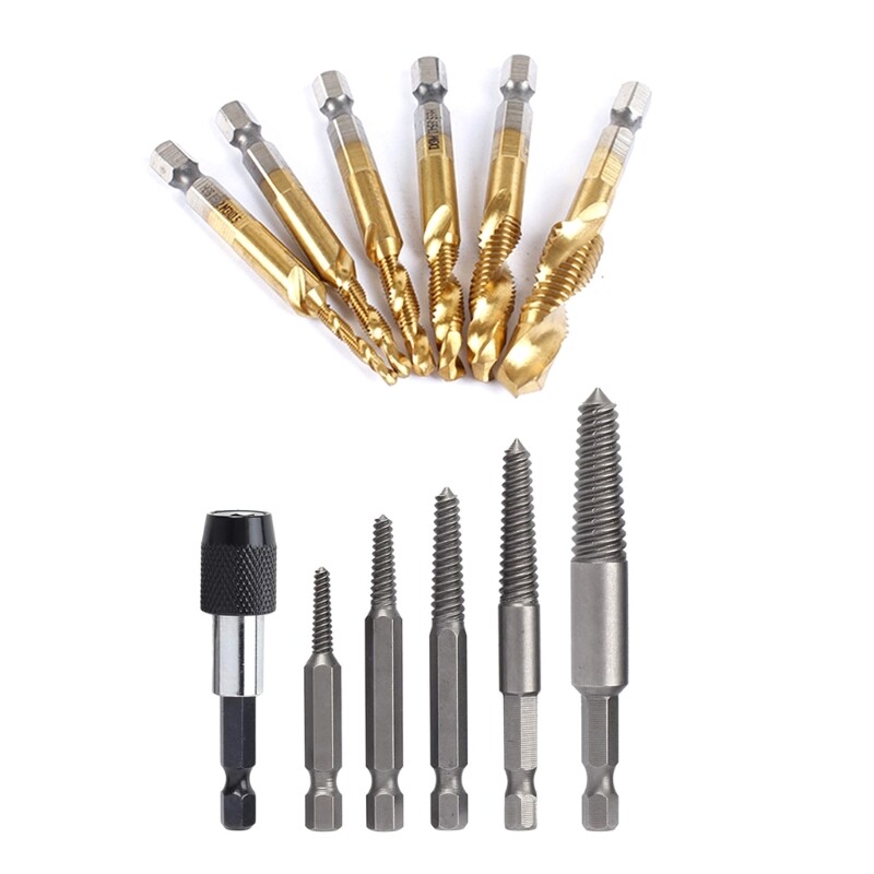 Damaged Screw Extractor Kit for Wood Metal Pipes Broken Bolt Removal Tool  
