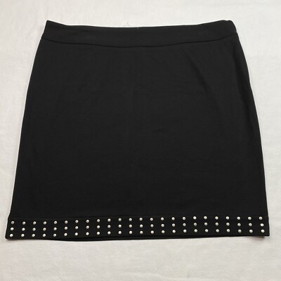 Fashion Bug Womens Skirt sz 1X Black Studded Knee Length