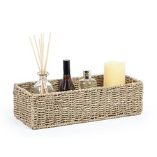 Woodluv Multipurpose Handwoven Rectangular Storage Orgainser Tidy Basket