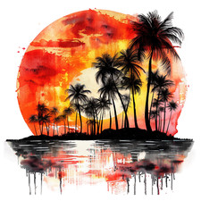 Wall Decal Sticker Tropical Summer Beach Wall Sticker 18X18cm Large