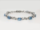 Blue Topaz Tennis Bracelet 925 Sterling Silver Bracelet Swiss