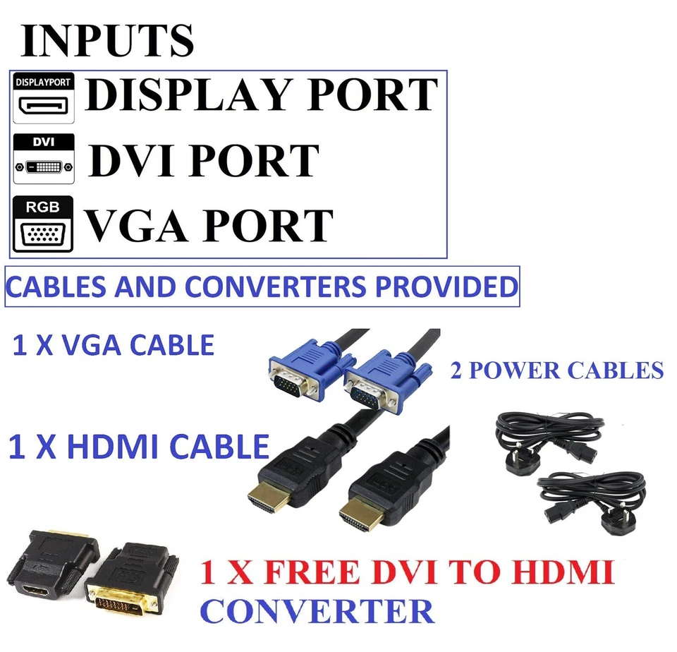Dual GAMING Monitor wide Screen Setup 48" 2x24" HD 1920x1080 HDMI VGA DVI DP - Image 2 of 3