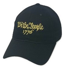 We The People Hat Patriotic USA Cotton Polo Baseball Dad Cap 1776 - Black Gold