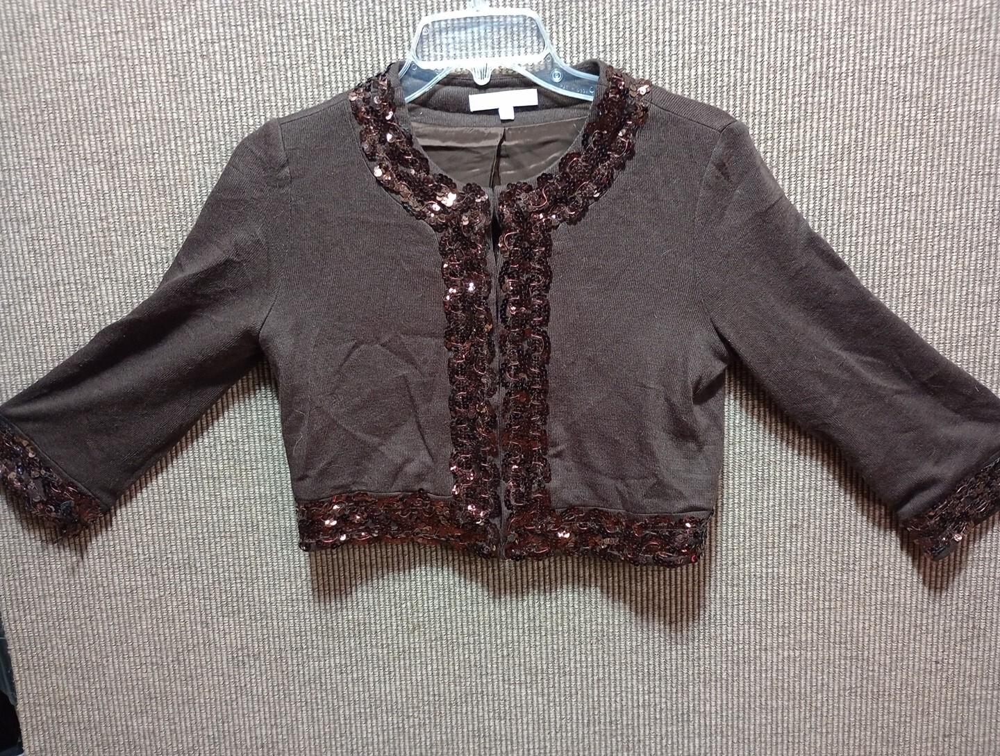 Parameter Cropped Sequence Cardigan Brown Size Sm… - image 1