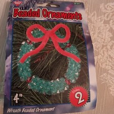 Nicole Beaded Wreath Ornament Kit Makes Two TAT1071 Christmas Holiday Craft