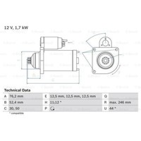 Bosch Anlasser Starter 1.7Kw FüR VW Golf VI 0 986 024 100