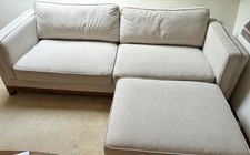 daals Dipley Oatmeal Fabric 3 Seater Sofa with Storage Ottoman Footstool