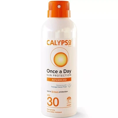Calypso Spray Una Vez Al Día FPS 30 12hr Protección Resistente al Agua 150ml Entrega Rápida
