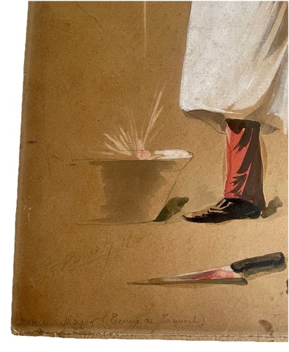 WW1 original drawing cartoon of a surgeon holding a amputation leg ? - Picture 2 of 7