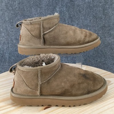 UGG Classic Ultra Mini Winter Snow Boots Womens 10 Sheepskin Suede Beige 111610