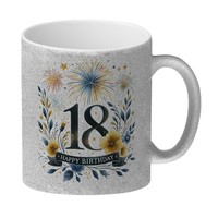 18. Geburtstag Glitzer-Kaffeebecher Mit Spruch Happy Birthday 18