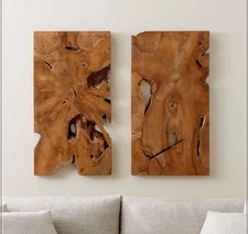 'Slice' Teak Wall Art, Set of Two By Create&Barrel 35"×19"