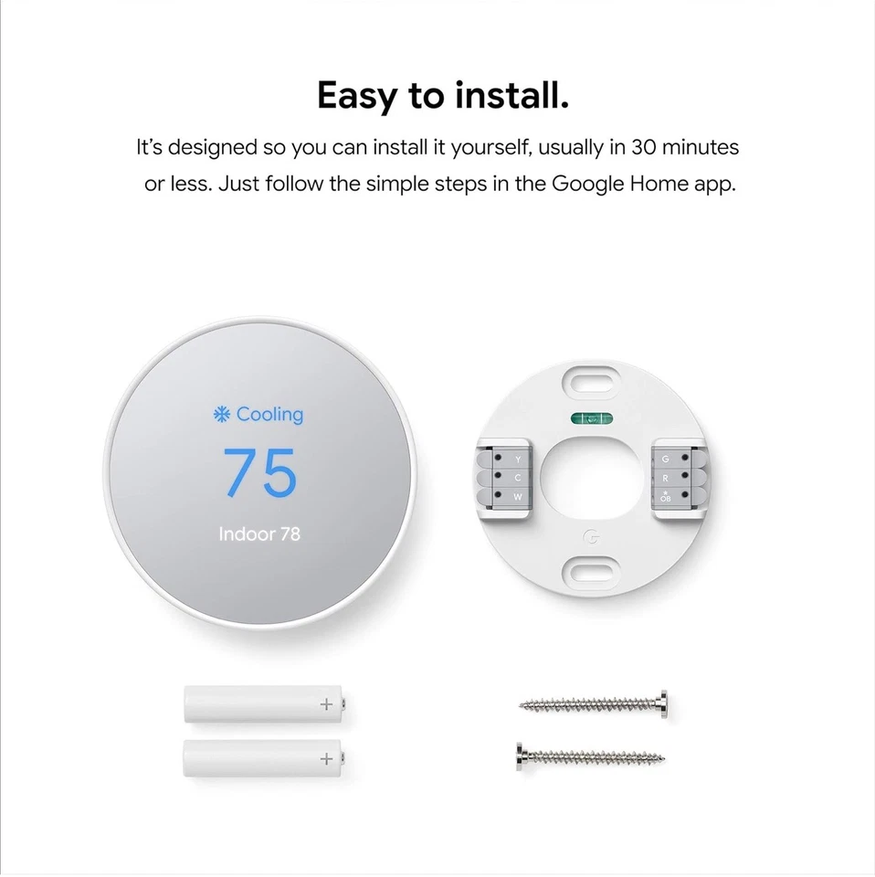 Google Nest Thermostat - Smart Thermostat for Home -Wifi Thermostat - Snow - Image 3 of 4