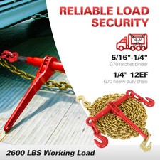 2Set 5/16"-1/4" Ratchet Chain Binder with 3150 lbs Safe Working Load 1/4''x10ft