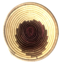 VTG Southwest Hand Woven COIL BASKET 12" Wall Hanging Natural GRASS Tribal Decor