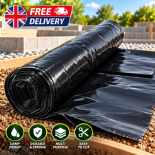 Damp Proof Membrane DPM Black Polythene Sheeting Roll 4m Wide 300MU Visqueen