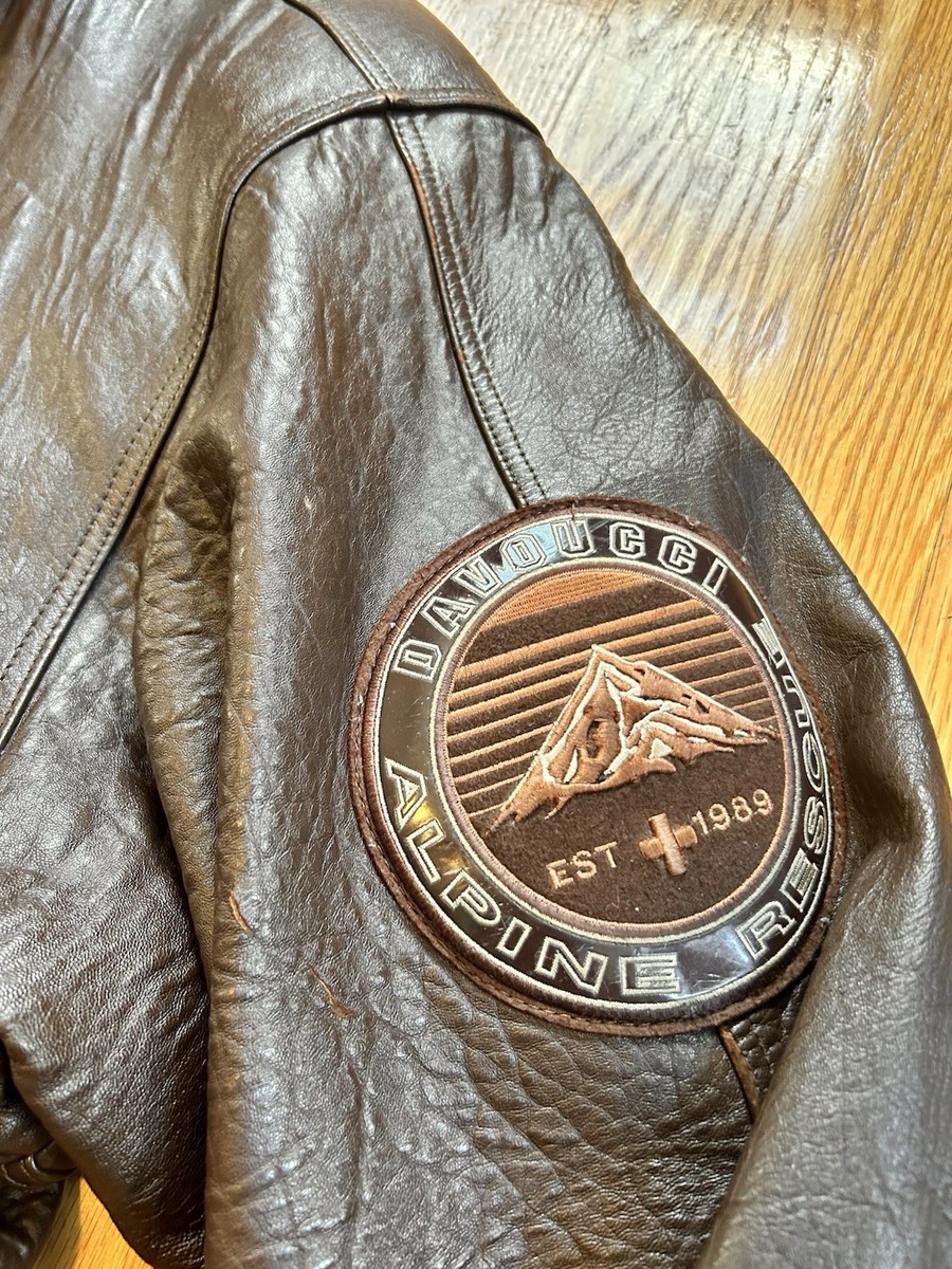 Vintage Davoucci Men's Leather Bomber Jacket Hip Hop 90s Werewolf