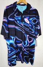 Birdie Bound Mens Black Abstract Print Golf Polo Shirt Performance 3XL NEW