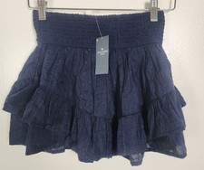 Abercrombie Kids Girls Sz. 11/12 Navy Eyelet Elastic Band Skort NWT