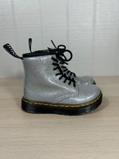 Dr Martens 1460 Toddler Tagged Sz 8 Fits Sz 7-7.5 Silver Glitter Boots EUC
