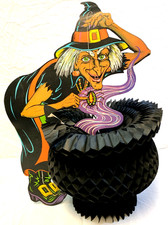 Vintage 1960's HALLOWEEN Witch Spider Cauldron Table Decor ~ BEISTLE Made in USA