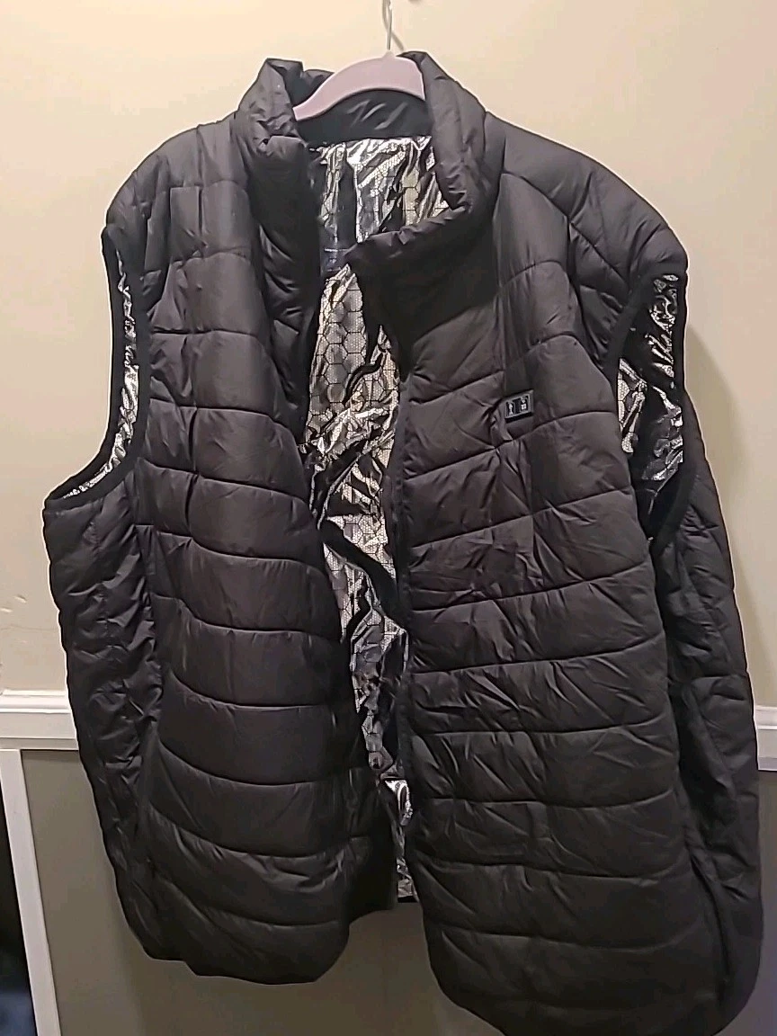 Heated Vest Liner Under Black Full Zip Golf Camp Cold Weather Unisex Sz 6XL