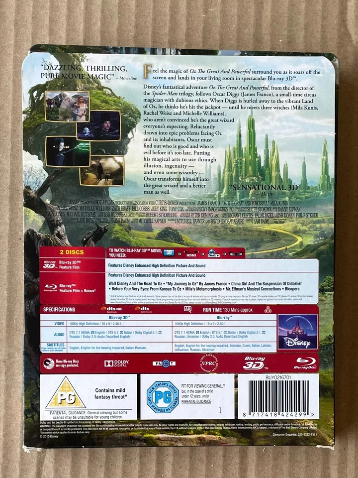 OZ THE GREAT AND POWERFUL BLU-RAY EMBOSSED STEELBOOK 3D & 2D SAM RAIMI - Image 2 of 2