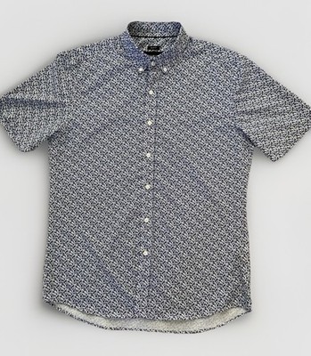 Awearness Kenneth Cole Men's Modern Dress Shirt Large Slim Fit Blue Floral