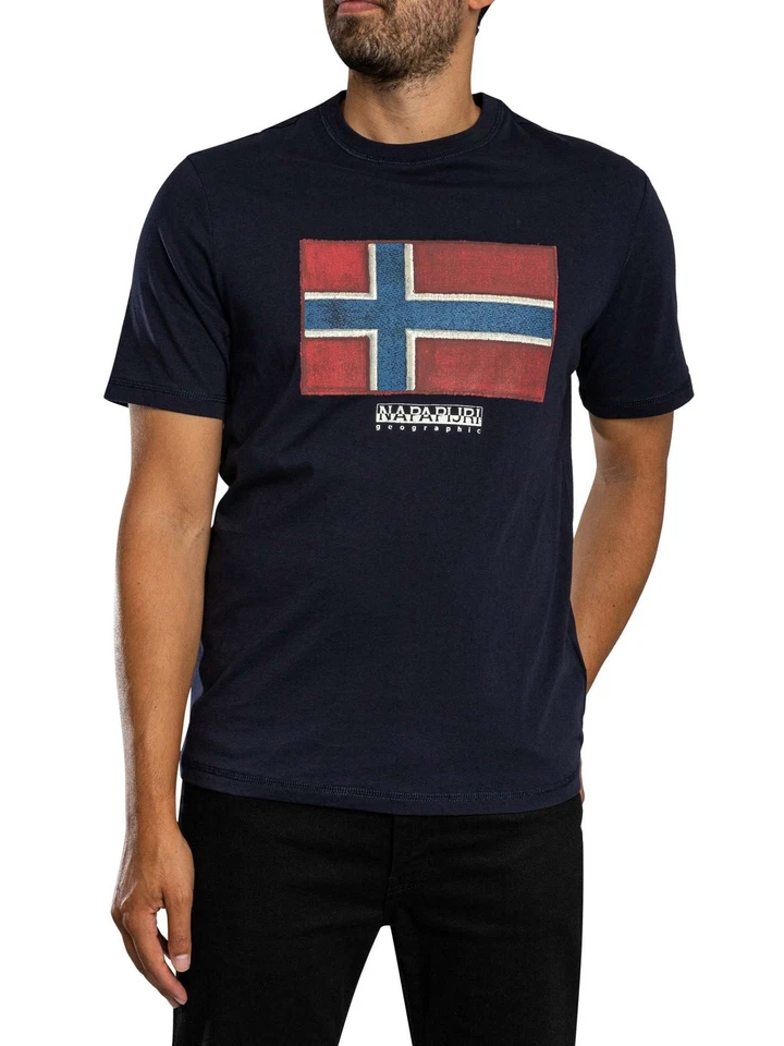Napapijri Pour des hommes T-shirt drapeau Tiki, Bleu - Photo 1/4