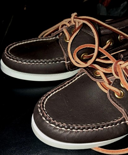 L.L. Bean Women's 6.5 Chocolate Brown Leather Boat Shoe Moccasin Slip On Loafer - Picture 3 of 8
