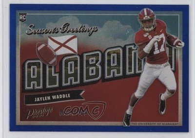 2021 Prestige Seasons Greetings Xtra Points Blue Jaylen Waddle Rookie RC 1q03