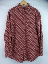 Chaps Men's Shirt Size Large Red & Tan Plaid Long Sleeve Button Down Dress Top
