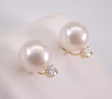 Genuine White Pearl 14K Yellow Gold Plated 4Ct Round Cut Solitaire Stud Earrings
