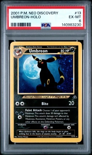 2001 POKEMON NEO DISCOVERY #13 UMBREON-HOLO PSA 6