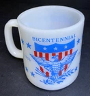 Vintage 1976 Glasbake Bicentennial Eagle Shield Milk Glass Coffee Mug Cup