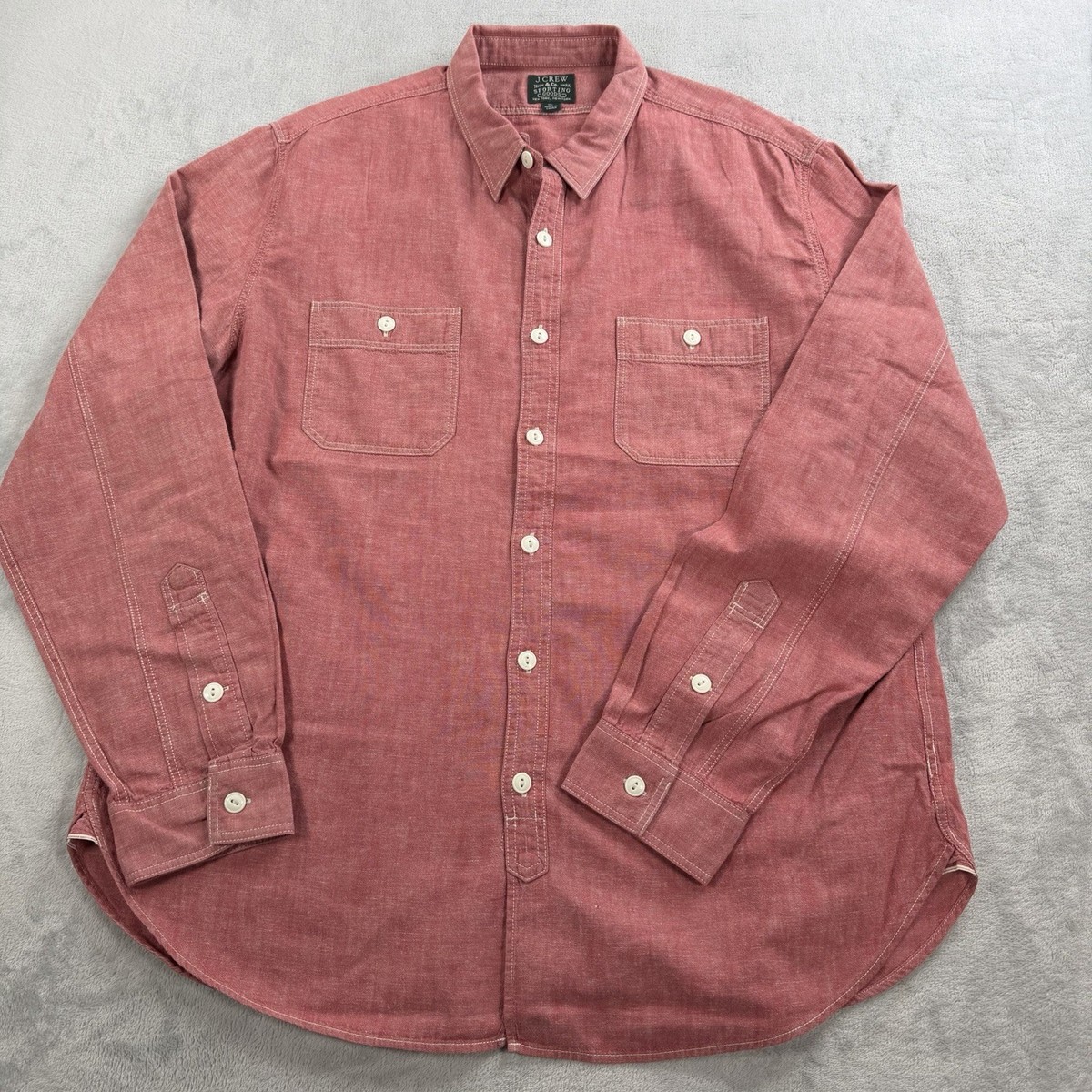 J.Crew Chambray Work Shirt Mens XL Classic Selvedge Cotton Linen