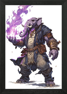 Elefant Mann Zauberer Casting Magie gerahmtes Wandbild Poster Leinwanddruck Bild
