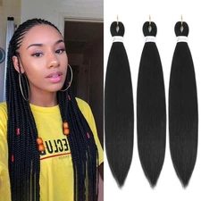 3 Pack Black Braiding Hair Kanekalon Box Braids Hair Extensions, 30 Inch