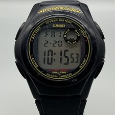 Casio 3233 F-200 Mens Watch 40mm Gray Digital Dial Black Resin Illuminator