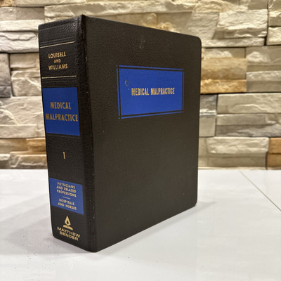 Medical Malpractice By David W. Louisell And Harold Williams 1969 Supplement HC