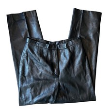 Vintage Jacqueline Ferrar Leather Straight Leg High Rise Edgy Chic Pants