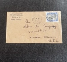 Dominica Cover July 18, 1934 Roseau to Kenosha