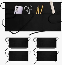 4 Pack Server Apron with 3 Pockets Waitress Apron, Waterproof Short Waist Apron